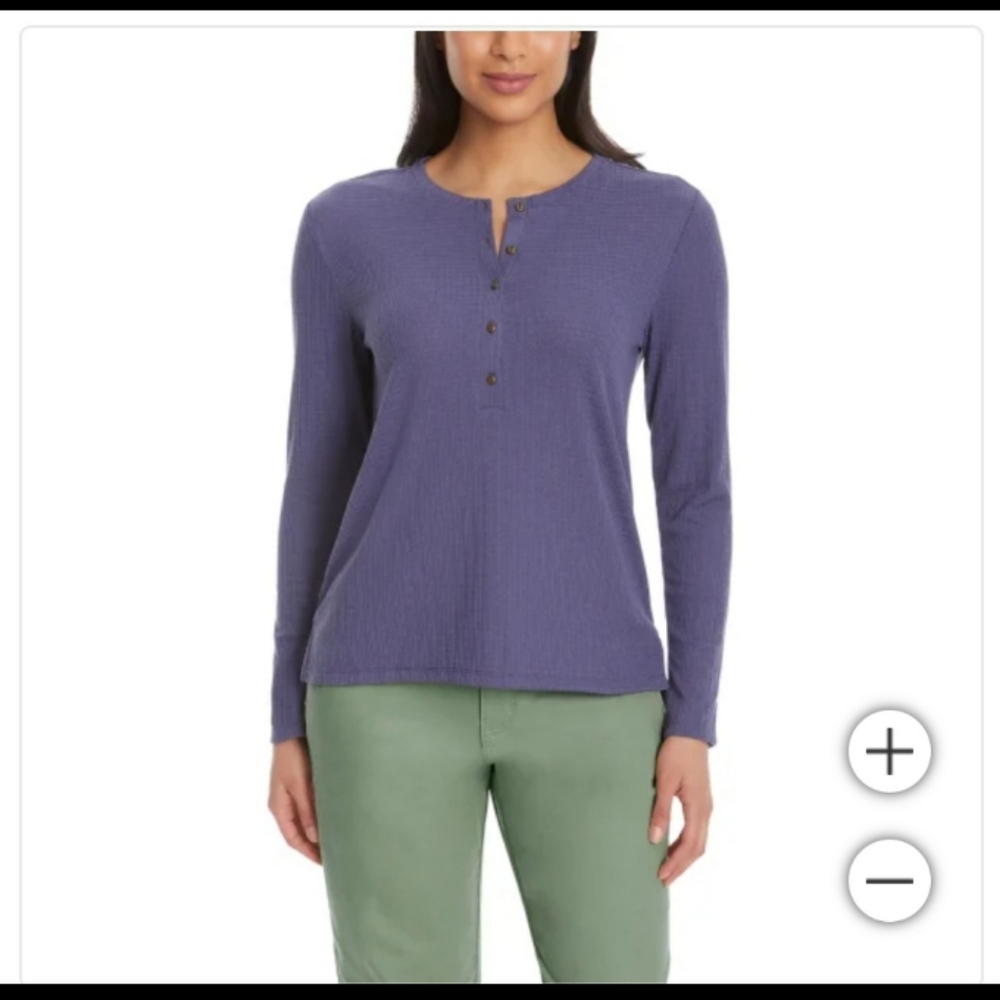 G.H.bass&Co Ladies Henley Long Sleeve Tops